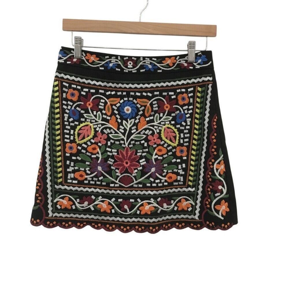 LULU's black embroidered Don't Stop the Party Skirt Women's Medium